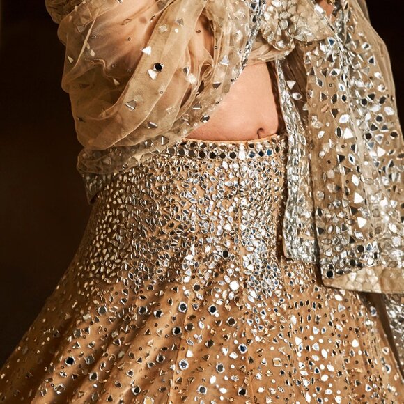 SEEMA GUJRAL Gold & Silver Embroidered Lehenga Dress Set for Bridal or Wedding - Picture 17 of 17